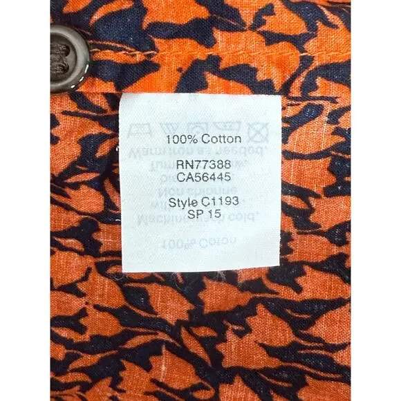 J. Crew Tulip Popover Long Sleeve Collard Half Button Up Shirt S Blue Orange - Picture 8 of 15